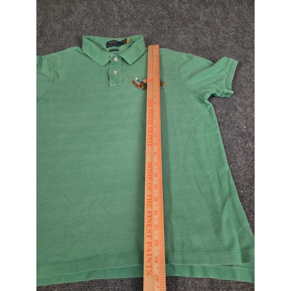 Polo Ralph Lauren Mens Green Triple Pony Custom Slim Fit‎ Polo Shirt Sz L Preppy